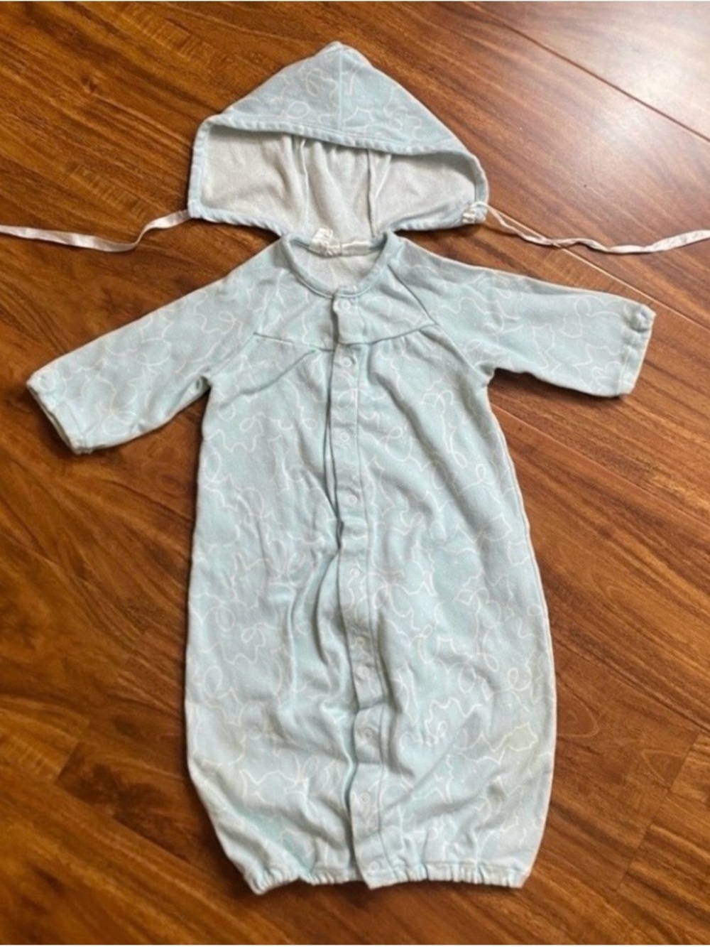 Vintage Baby Kawamura Baby Blue Graphic 100% Cotton Sleep Sack Size NB-6M Cozy